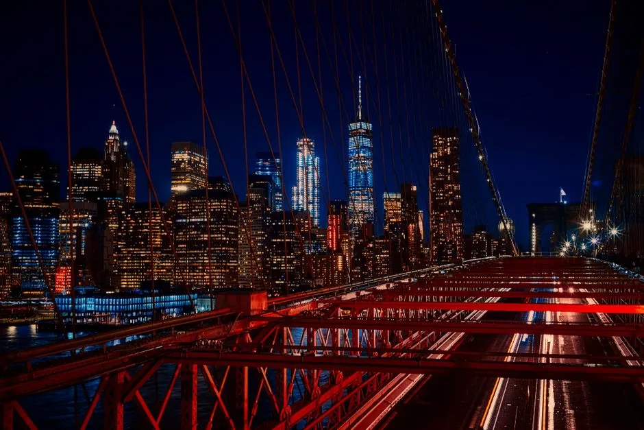 Manhattan skyline seen from the party bus route