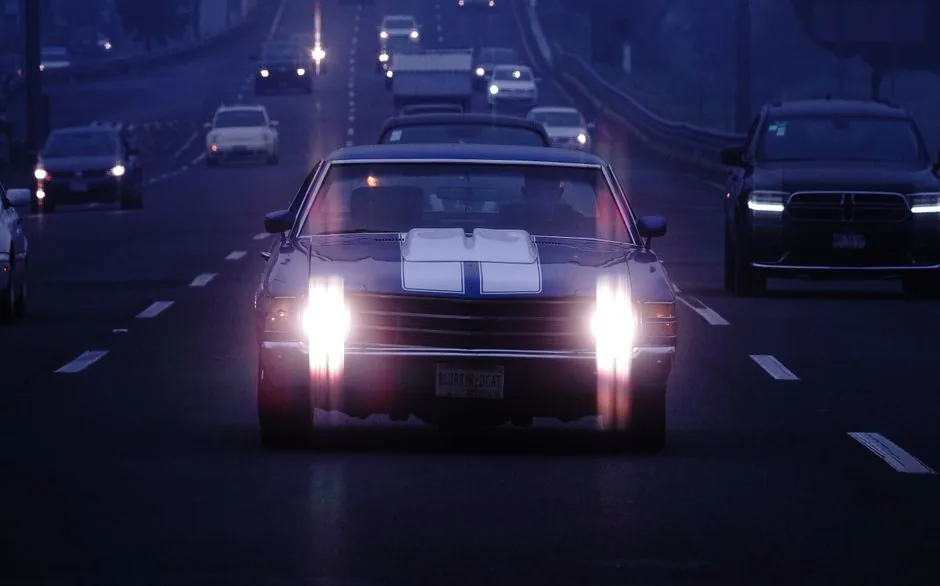 Night highway drive to the casino