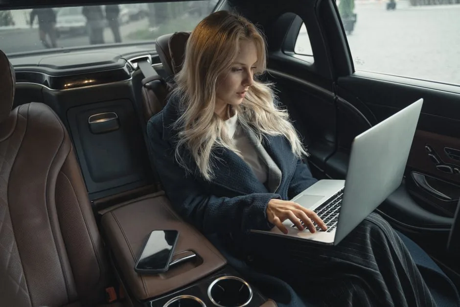 Working from the back seat between meetings