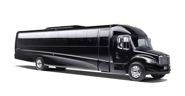 Black luxury mini coach bus for up to 36 passengers
